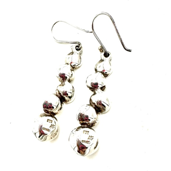 Vintage Sterling Silver Pearl Earrings HG Hagit Gorali Israel - Picture 7 of 10